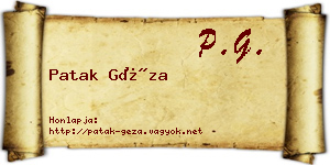 Patak Géza névjegykártya