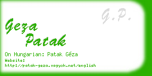 geza patak business card